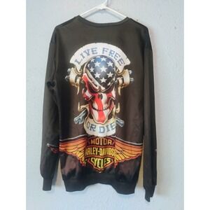 Live Free Or Die Harley Davidson Long Sleeve Double Sided AOP Shirt 2XL Biker HD